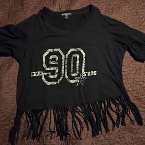 Black Fringe Womens Top 3XL